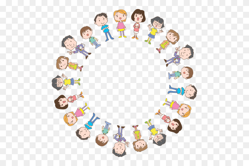 492x500 Kids In Circle Vector Image - Kids Sharing Toys Clipart