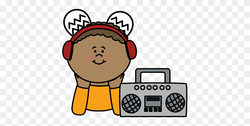 421x366 Niños Escuchando Música Clipart - Music Teacher Clipart