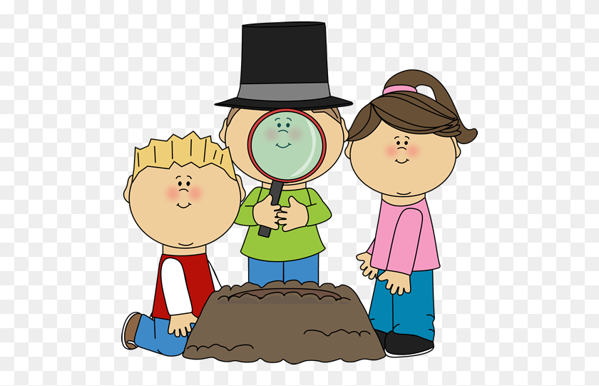 500x481 Kids Looking For A Groundhog Clip Art - Kid Standing Clipart