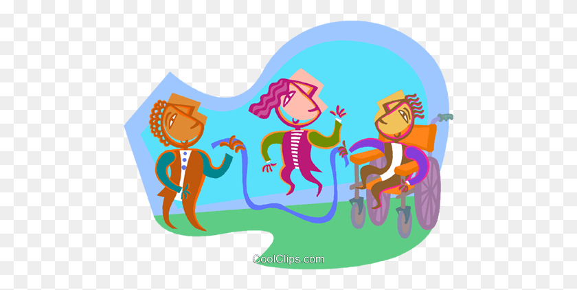 480x362 Kids Playing Jump Rope Royalty Free Vector Clip Art Illustration - Jump Rope Clipart
