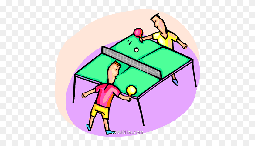480x421 Niños Jugando Ping Pong Royalty Free Vector Clipart Ilustración - Niños Jugando Deportes Clipart