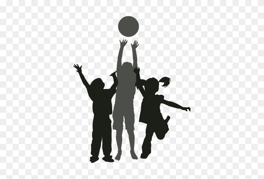 512x512 Kids Playing With Ball Silhouette Kids - Children Silhouette PNG