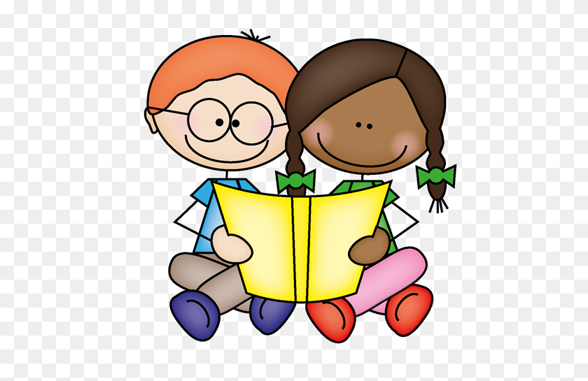 500x485 Kids Reading Books Stock Vector Illustration Of Happy - Stick Kids Clipart