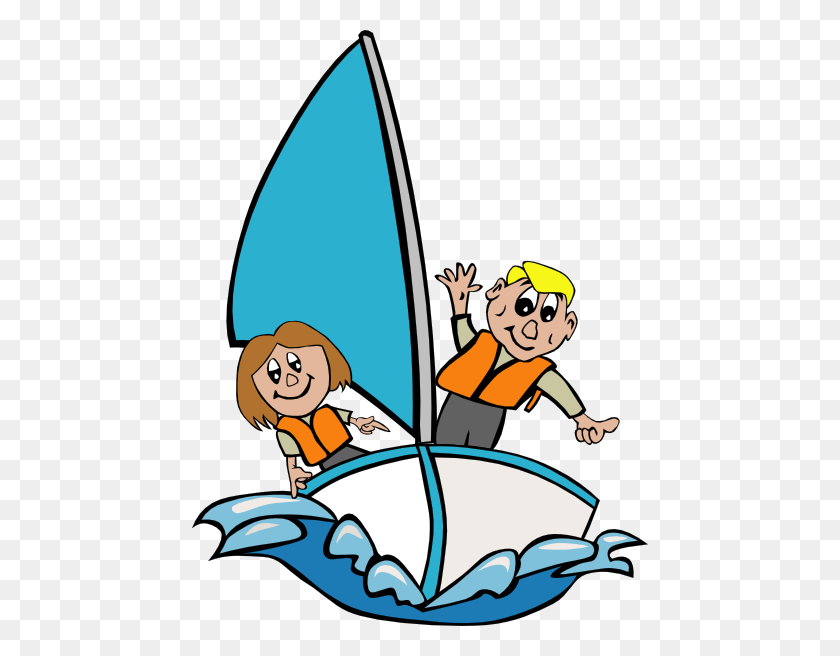 456x596 Kids Sailing Clip Art Free Vector - Free Surfing Clipart