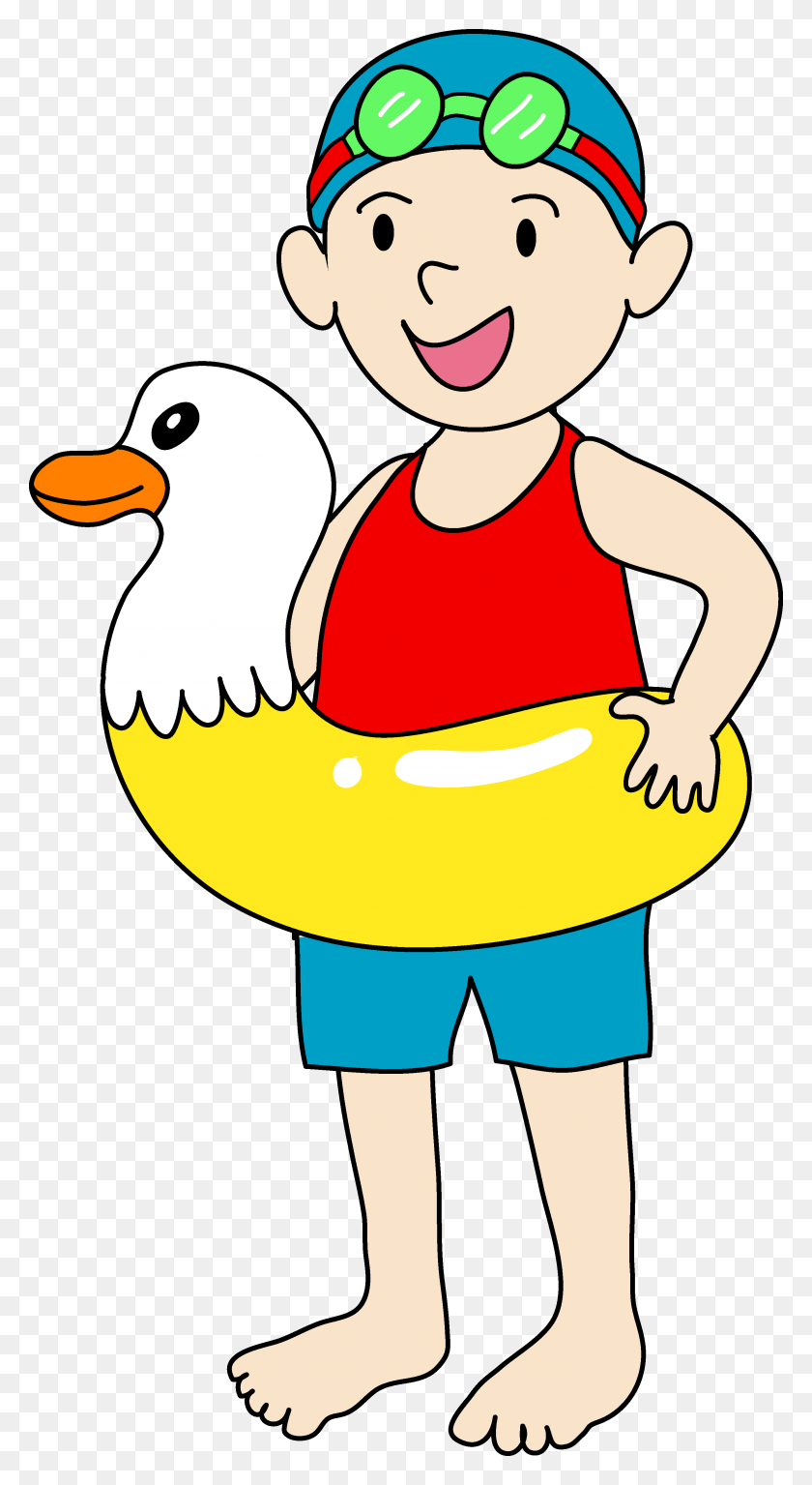 2690x5089 Kids Swimming Clipart - Kids Exercising Clipart