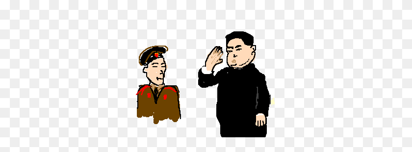 300x250 Kim Jong Un Salutes N Korean Soldier Drawing - Kim Jong Un Clipart