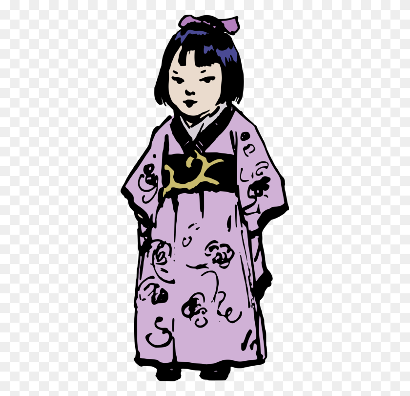 345x750 Kimono Costume Yukata Woman Girl - Costume Clipart