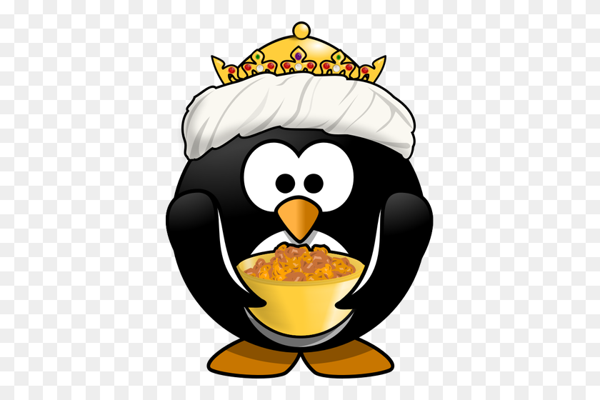 375x500 King Tux With Golden Bowl - King Arthur Clipart