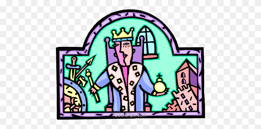 480x354 King With His All His Trappings Royalty Free Vector Clip Art - King Clipart