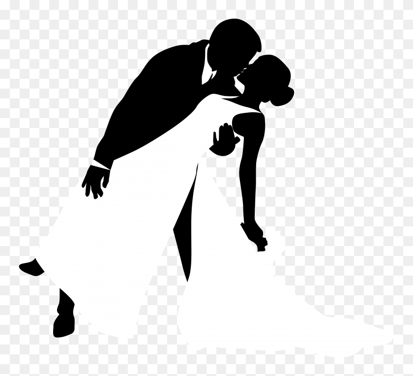 4984x4500 Kissing Bridal Silhouettes Png Clip Art - Silhouette PNG