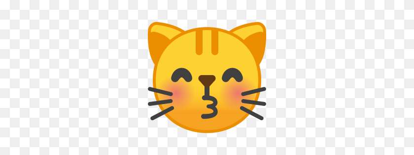 256x256 Значок Поцелуя Кошачьего Лица, Набор Иконок Смайликов Ното В Google - Целующиеся Смайлики Png