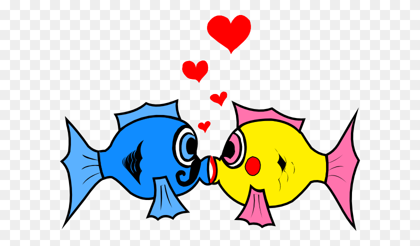 600x432 Kissing Fish With Hearts Clip Art - Kissing Fish Clipart