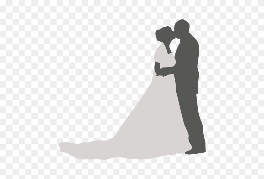 512x512 Kissing Wedding Couple Silhouette - Wedding Couple PNG