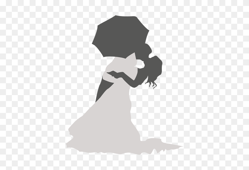 512x512 Kissing Wedding Couple Under Umbrella - Wedding Couple PNG