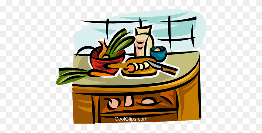 480x368 Kitchen Counter Royalty Free Vector Clip Art Illustration - Counter Clipart