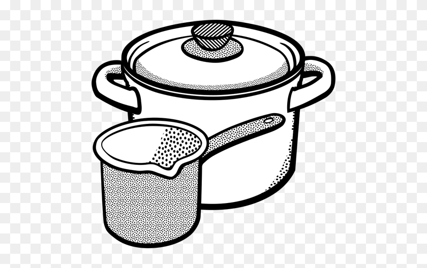 500x468 Kitchen Pots - Pot Clipart Black And White