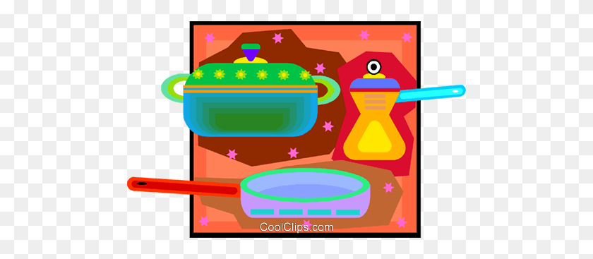 480x307 Kitchen Pots And Pans Royalty Free Vector Clip Art Illustration - Pots And Pans Clipart