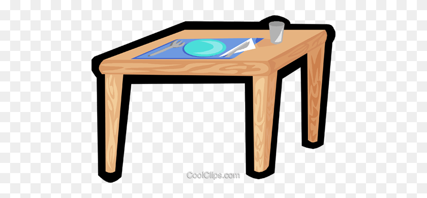 480x329 Kitchen Table With Place Setting For One Royalty Free Vector Clip - Table Clipart