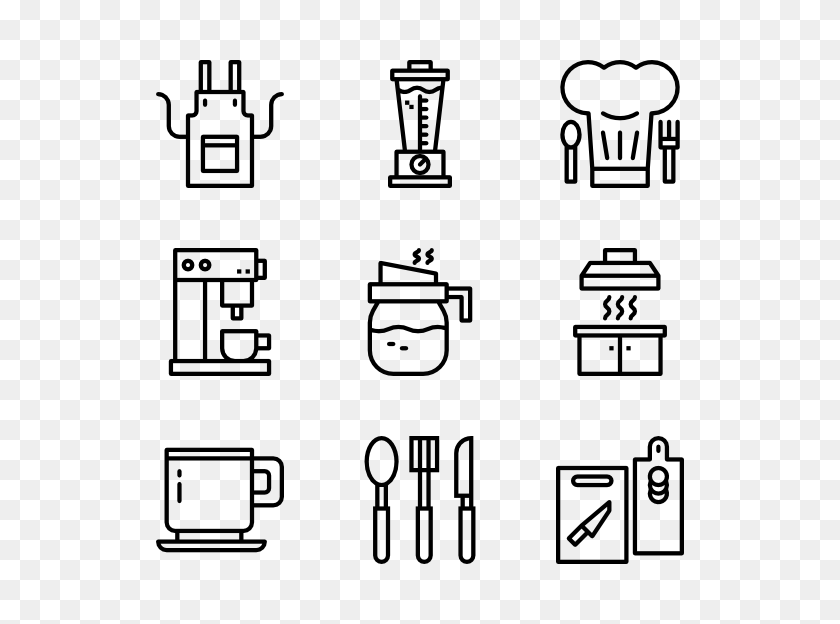 600x564 Kitchen Utensils Icons - Chef Hat And Apron Clipart