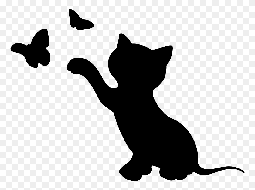 772x566 Kitten Cat Silhouette Clip Art - Dog And Cat Silhouettes Clipart