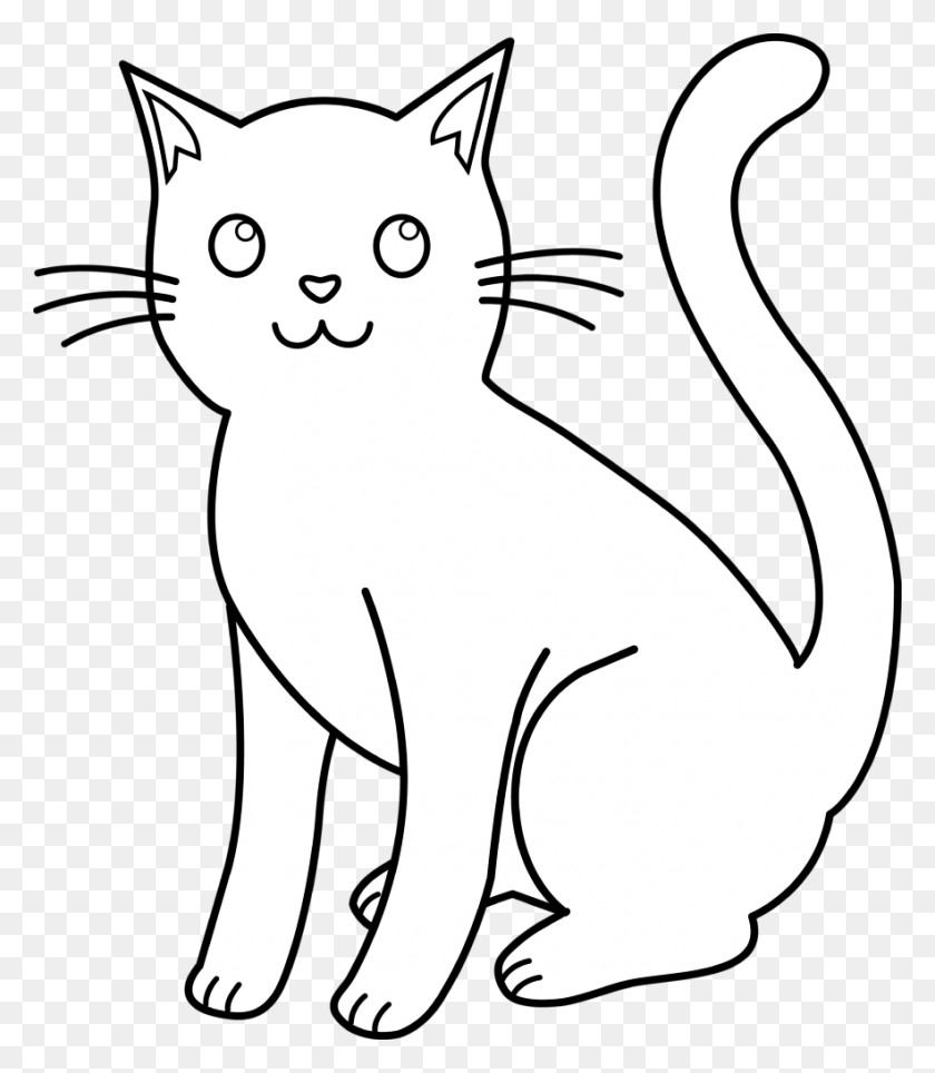 883x1024 Kitten Clipart Cat Drawing - Free Clipart Kitten