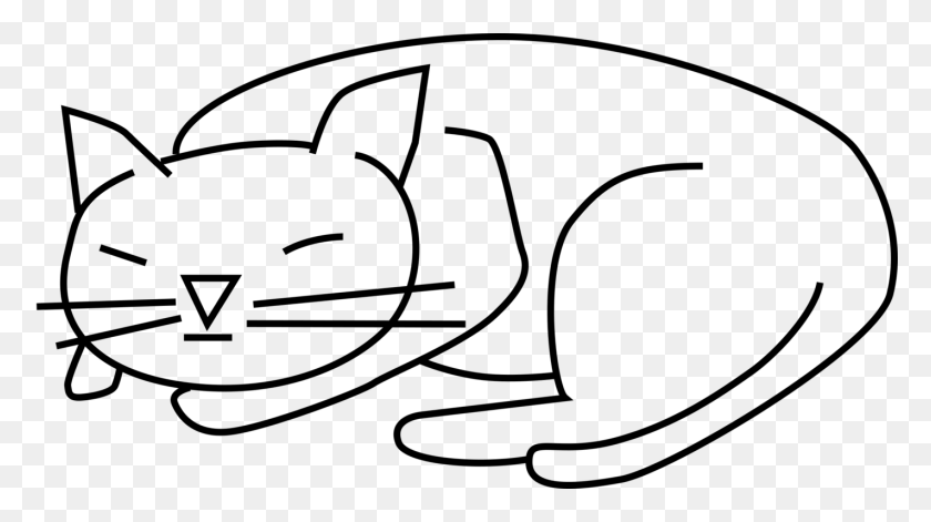 1423x750 Котенок Сиамская Кошка Кошачьих Рисование Линии Искусства - Спящая Кошка Клипарт