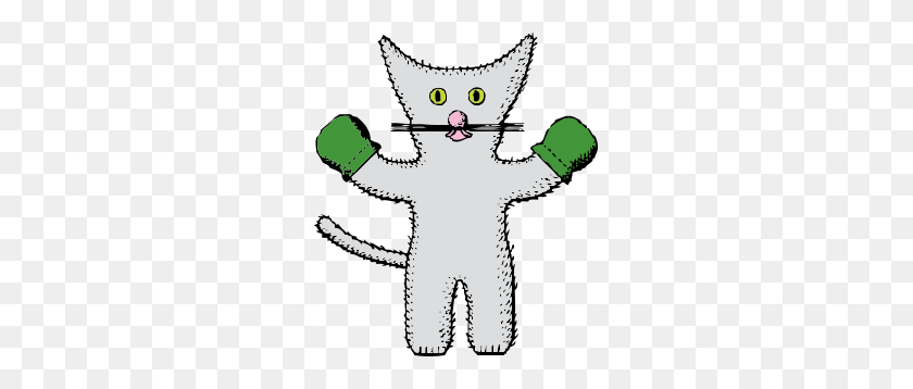261x298 Kitten With Mittens Clip Art Free Vector - Mittens Clipart Black And White