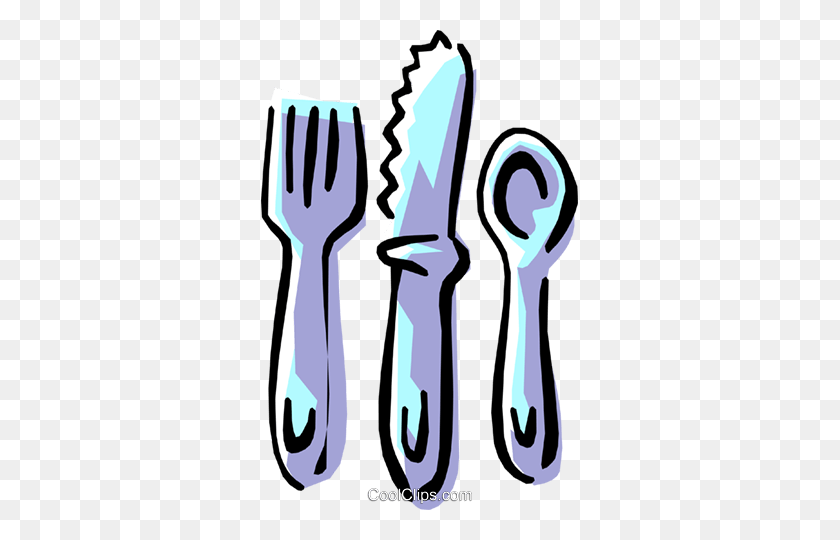 317x480 Knife, Fork, And Spoon Royalty Free Vector Clip Art Illustration - Spoon And Fork Clipart