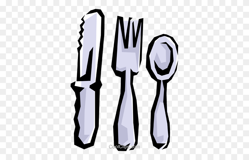 363x480 Knife, Fork, Spoon Royalty Free Vector Clip Art Illustration - Spoon And Fork Clipart