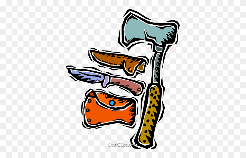 389x480 Knife With Ax Royalty Free Vector Clip Art Illustration - Ax Clipart