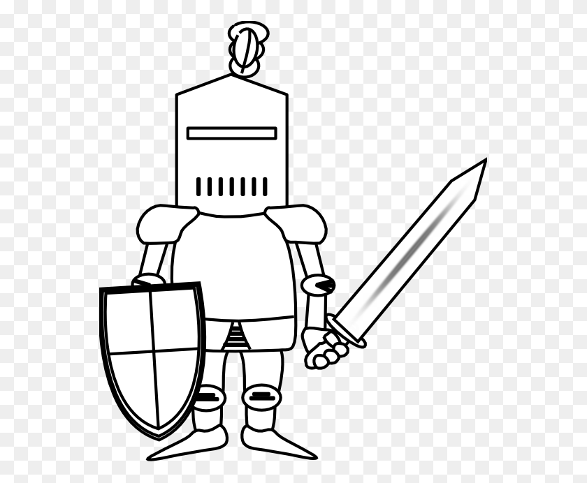 555x632 Knight Clipart Black And White - Morning Clipart Black And White