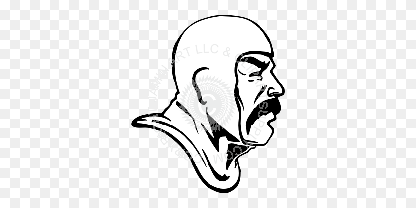310x361 Knight Head With Mustache Side View - Knight Head Clipart