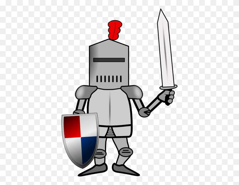 408x591 Knight In Armor With Shield And Sword Clip Art - Knight Clipart PNG
