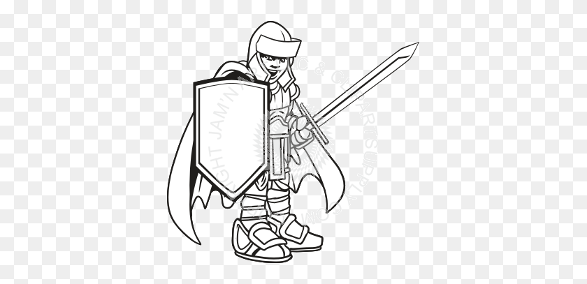 361x347 Knight With Shield - Knight Clipart Black And White