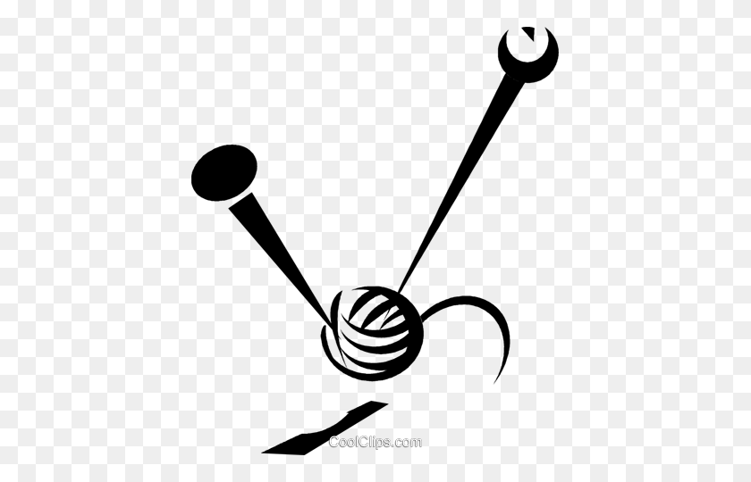 Knitting Needles And A Ball Of Yarn Royalty Free Vector Clip Art