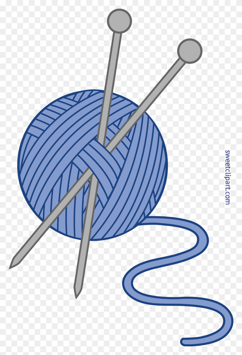 3206x4809 Knitting Yarn Needles Blue Clip Art - Sewing Needle Clipart