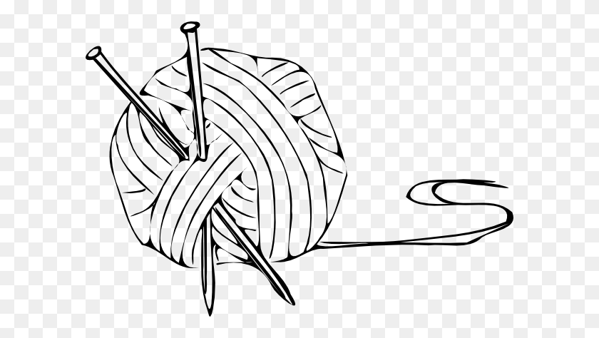 600x414 Knitting Yarn Needles Clip Art Free Vector - Scarf Clipart Black And White