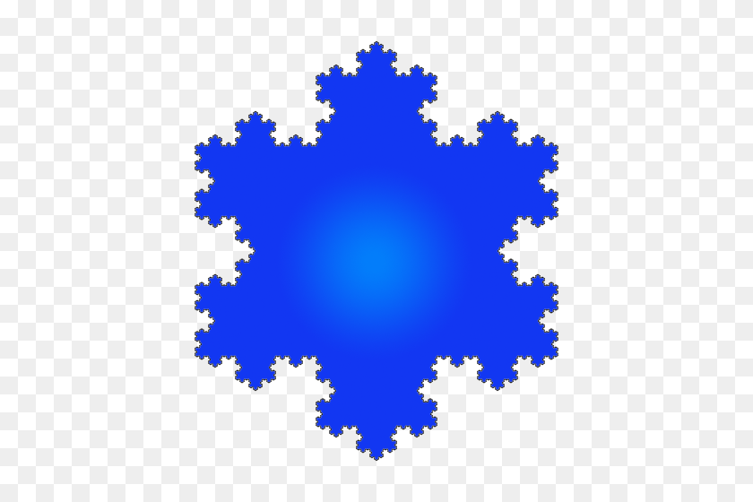 500x500 Koch Snowflake Iteration Blue - Snowflakes PNG Transparent