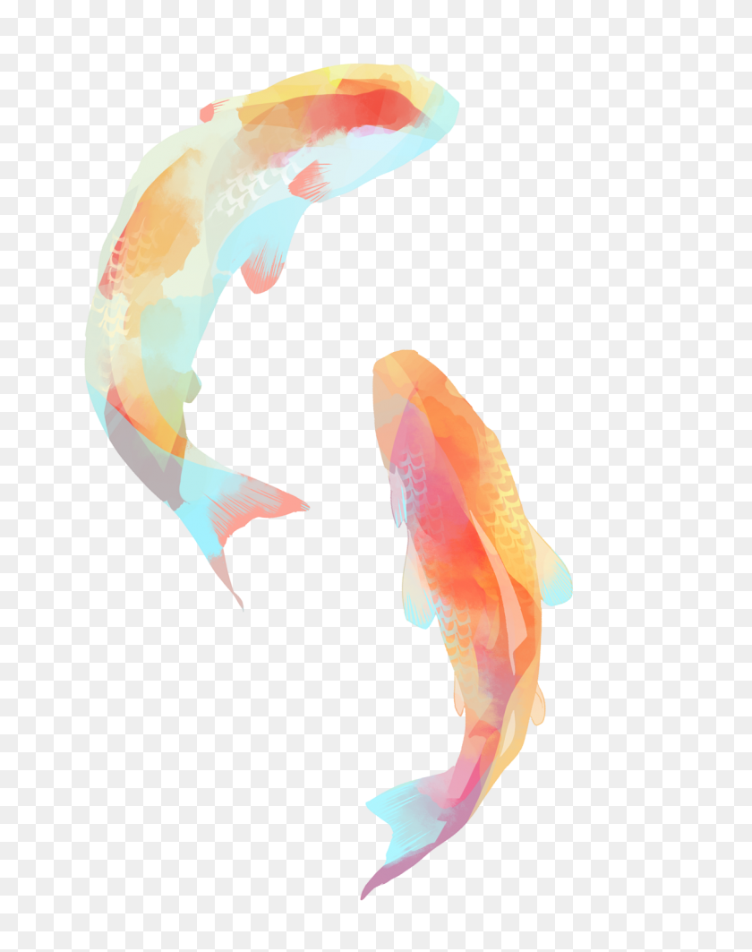 1205x1550 Koi Fish Art + Illustration Art, Watercolor And Koi - Koi Fish PNG