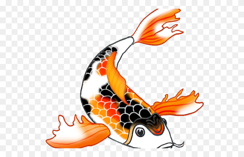 640x480 Рисунок Рыбы Кои В Цвете - Рыба Кои Клипарт