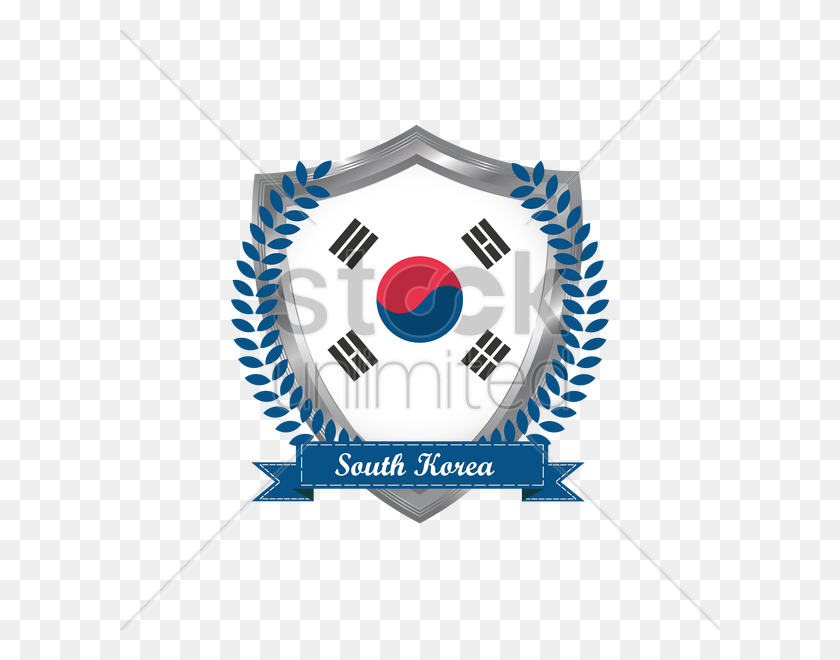 600x600 Bandera De Corea De La Etiqueta De La Imagen Del Vector - Bandera De Corea De Imágenes Prediseñadas