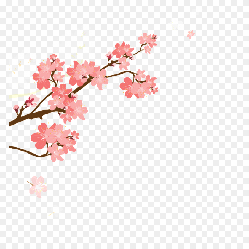 1024x1024 Korean Style Cherry Blossom Cartoon Transparent Free Png - Sakura Tree PNG