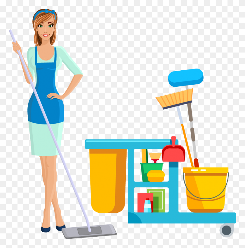 875x887 Kristin's Cleaning Service - Cleaning Lady PNG
