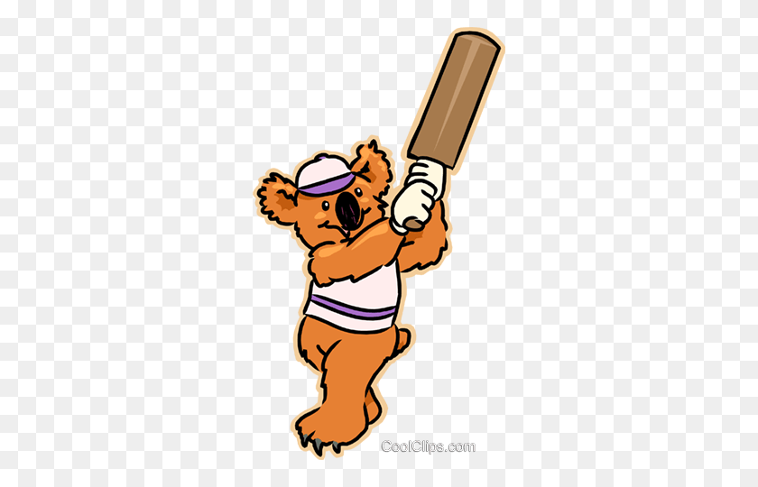 280x480 Куала Медведь Играет В Крикет Клипарт Векторный Клипарт - Крикет Клипарт