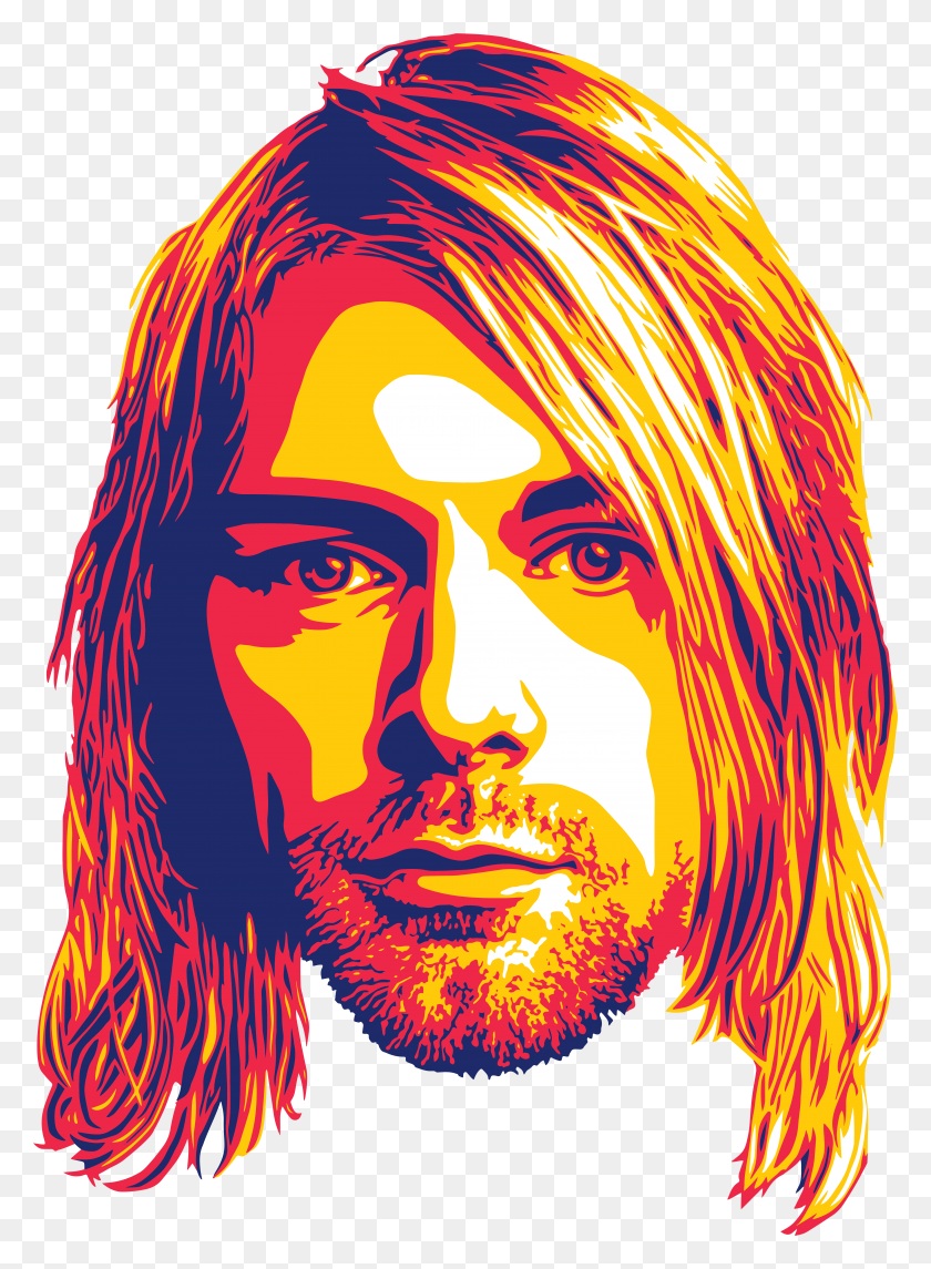 7183x10000 Kurt Cobain Nirvana Grunge Vector Music Illustration - Kurt Cobain PNG