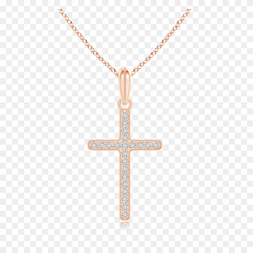 900x900 Lab Grown Diamond Latin Cross Necklace With Milgrain Pure Ignis - Cross Necklace PNG