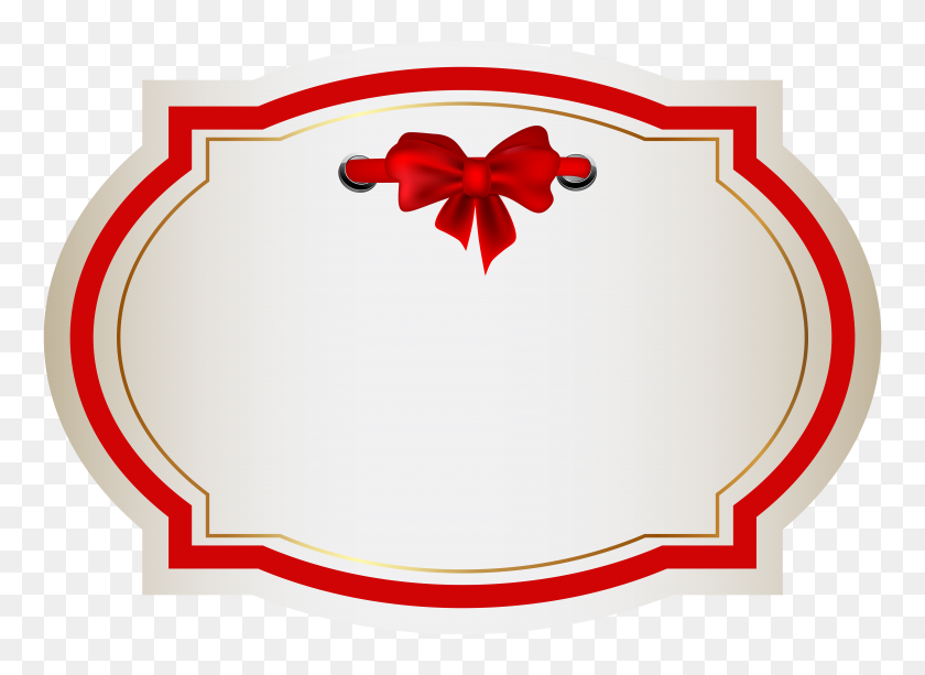 8000x5677 Label With Bow Png Clip Art - Label Clipart
