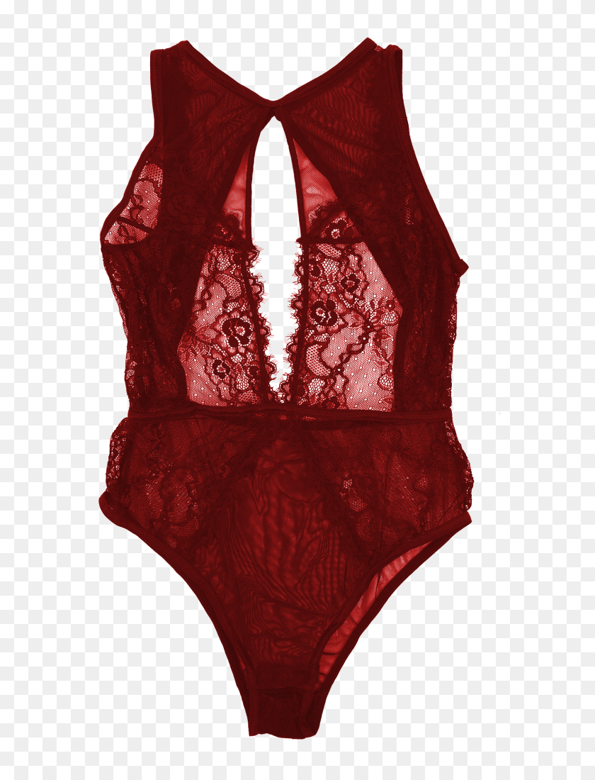 1500x2000 Lace And Mesh Keyhole Body Suit Red Sneaky Vaunt - Keyhole PNG