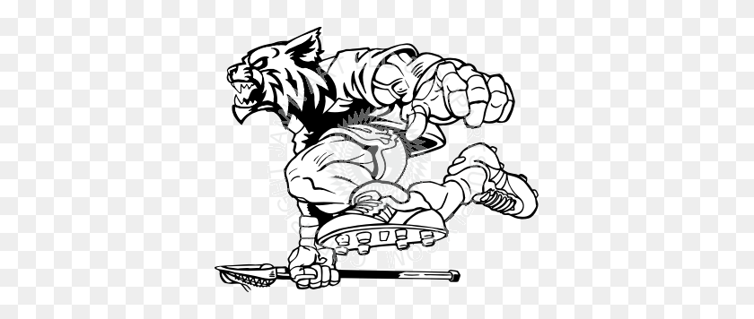 361x296 Lacrosse Wildcat Running Left - Wildcat Mascot Clipart
