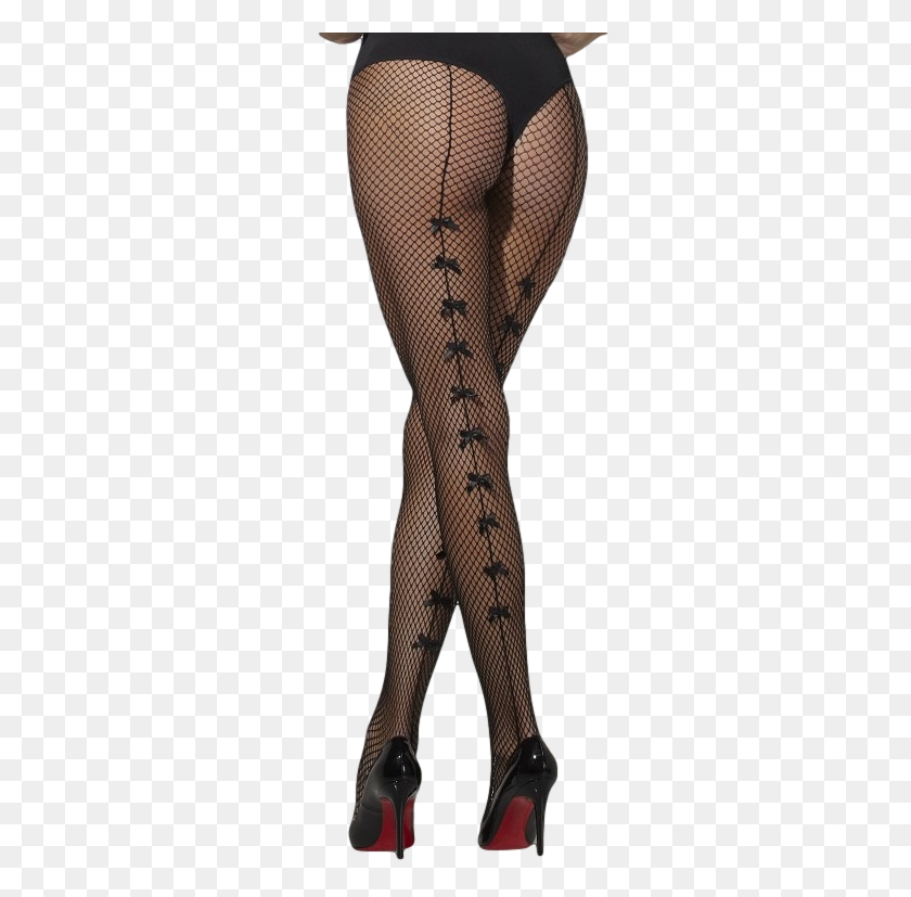 385x767 Ladies Bow Seamed Fishnet Tights - Fishnet PNG